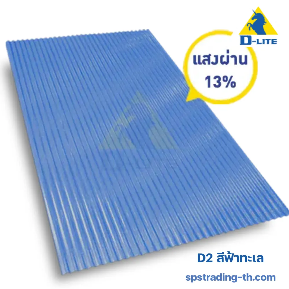 กันสาดดีไลท์ ลอนคลื่น D2 สีฟ้าทะเล